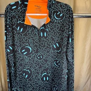 1/4 zip-Golf Birdies Black and Blue Lightweight Jacket